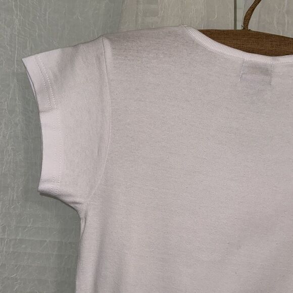 Roundy XL Basic White V-Neck Fitted Baby Doll Short Sleeve Cotton Tee - Picture 8 of 12